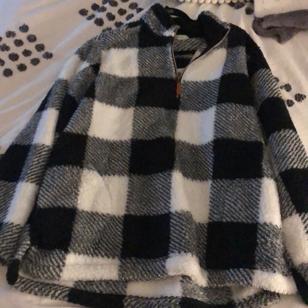 Checkered Fuzzy Pullover - image 1